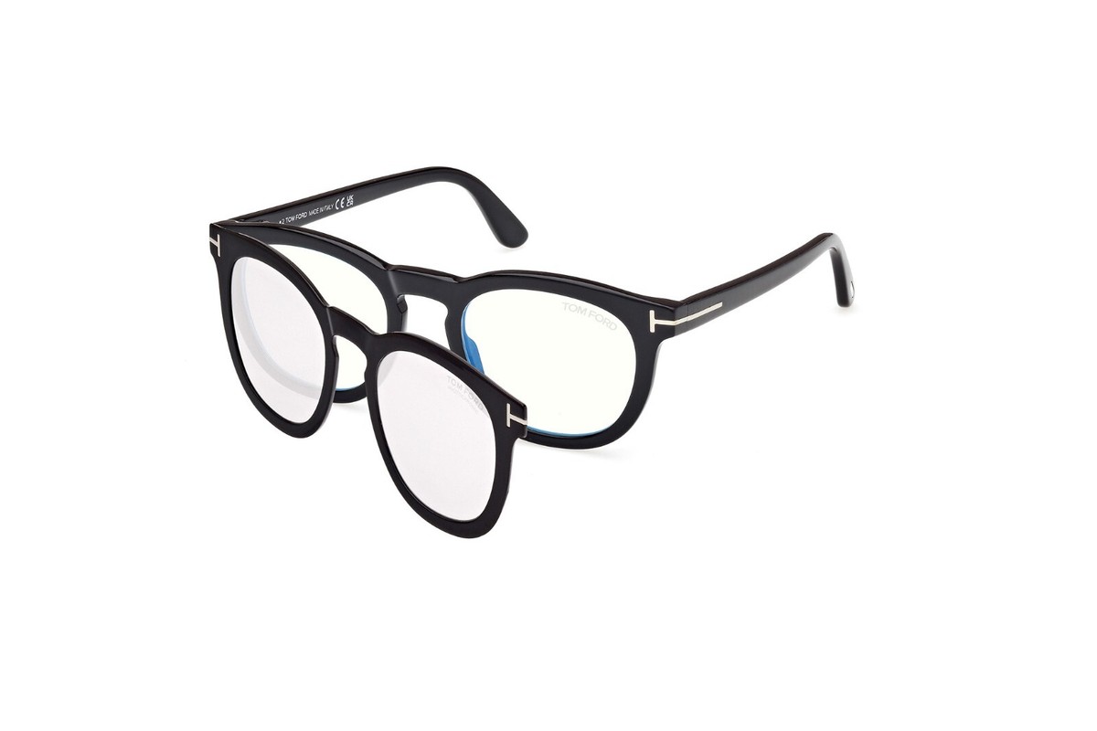 Tom Ford  Shiny Black / Blue Block Eyeglasses Tom Ford TF5802-B 001 Eyeglasses Men main image 4
