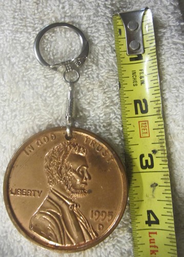 1995 1 penny,One Cent Penny Replica Lincoln Keychain 2 1/8" Coin VTG