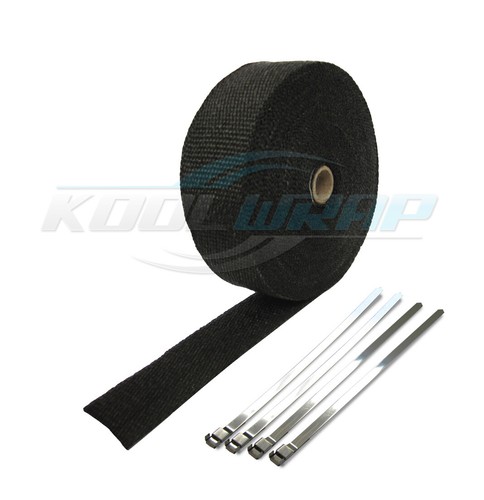 CINTA ENVOLVENTE DE ESCAPE DE CABEZA 2000 F Protección Térmica Negra 4,5m X 25mm + 4 Corbatas de Acero - Imagen 3 de 6