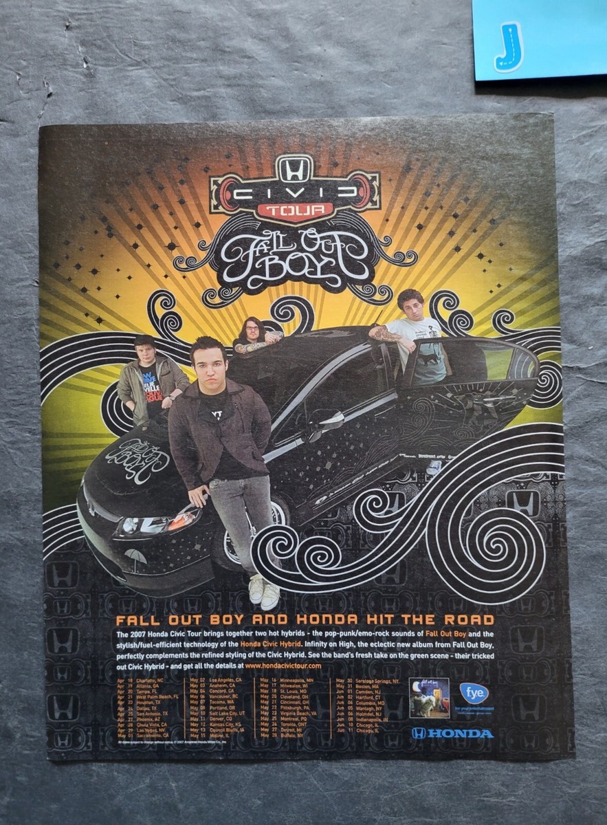 Fall Out Boy 2007 Honda Civic Tour Album Promo Print