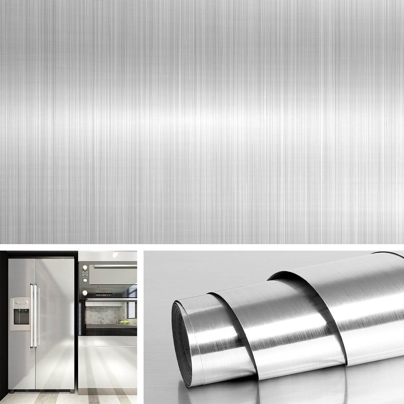 Adesivo Para Appliances Papel de pared de acero inoxidable 15.8 x 394 Inch NUEVO