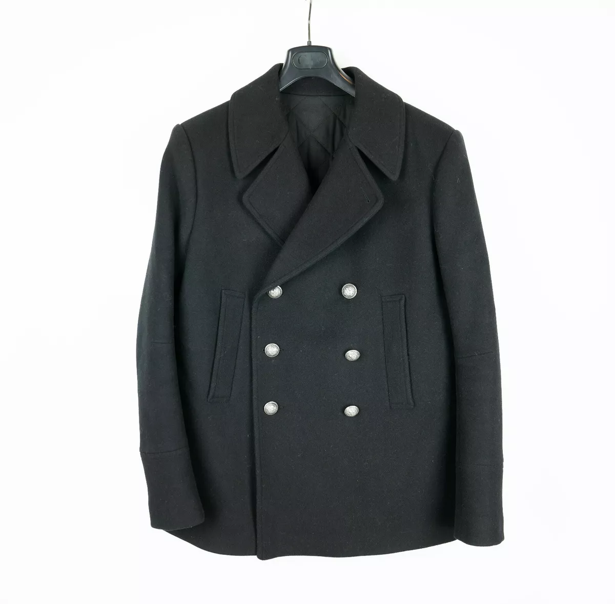 BALMAIN Black Peacoat Wool Duffle Coat Jacket 54 52 50 44 42 Black | eBay