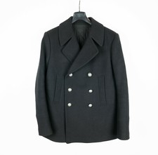 BALMAIN Men's Black Peacoat Wool Duffle Coat Jacket 54 52 50 44 42 Black