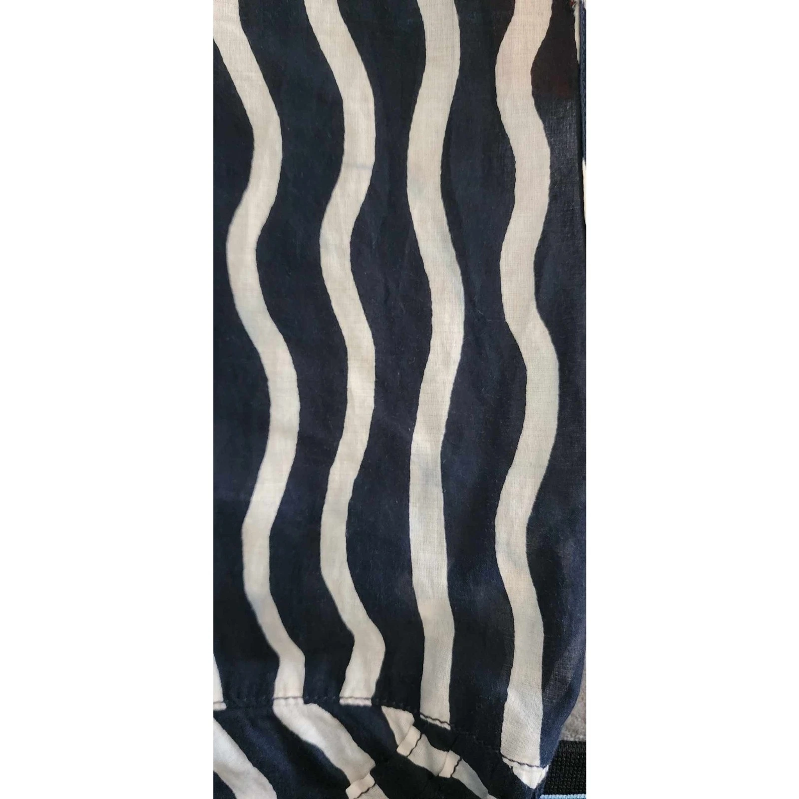 Tunica donna Tory Burch blu navy e bianco in cotone trasparente