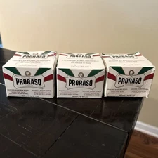Lot Of 3 Proraso Shaving Soap in Bowl Green Tea & Oatmeal Sensitive Skin 5.2 Oz