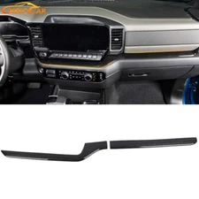 Center Console Panel Cover Overlay Strips For Chevy Silverado 22+ Black Wood ABS