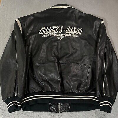 Guess Jeans USA Vintage Genuine Leather Varsity Bomber Guess Jeans USA Vintage Genuine Leather Varsity Bomber