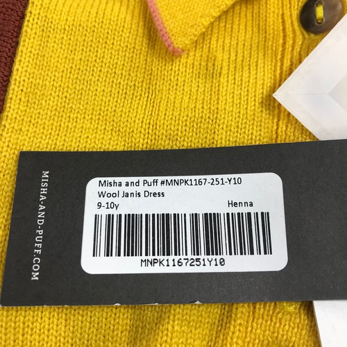 Misha & Puff Dress Girls 9 - 10 Wool Janis Dress Yellow Henna Blue Pocket Casual - Picture 5 of 11