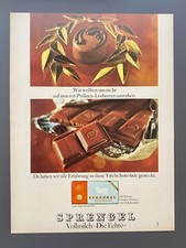 Sprengel Vollmilch Die Echte Tafel Schokolade 1966 Vintage Ad Werbung Reklame