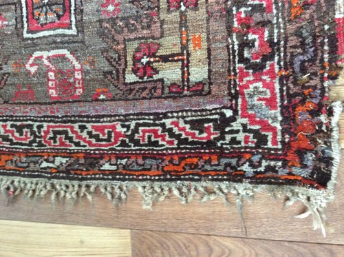 Very old vintage Orien tal wool hand knotted carpet rug 98cm x 152 cm pers ian - Picture 2 of 6