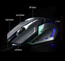 Gaming Mouse LED Breathing Fire 4 Button Silent USB Wired 1600 DPI Laptop PC 7