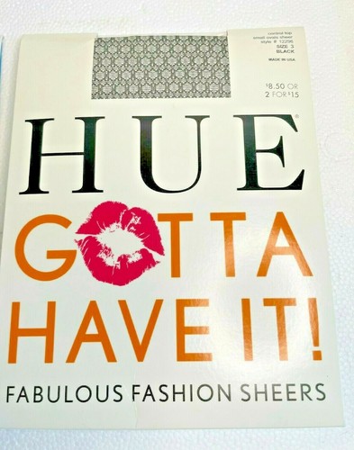 HUE SHEERS CONTROL TOP SIZE 3 2 PAIR BLACK AND NATURAL - Picture 3 of 6