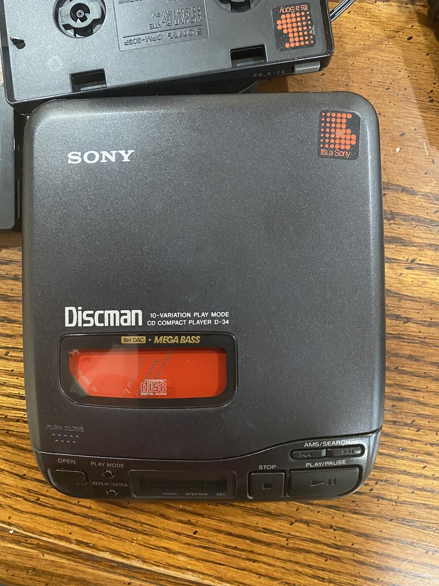 Vintage Sony Discman D-34 Portable CD Player With Car Adaptor | eBay