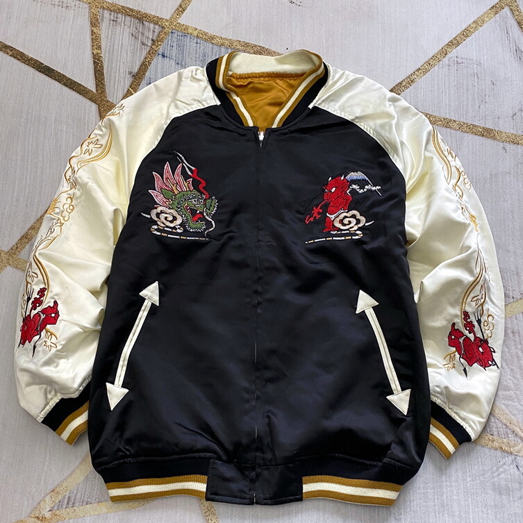 Mens SUKAJAN Souvenir Jacket REVERSIBLE Japanese Pattern