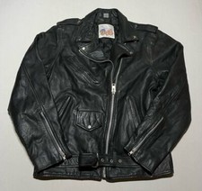 Womens Excelled Black Leather Motorcycle Jacket Sz 12 Vintage Usa Biker An1