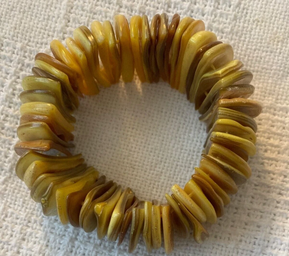 染色海贝壳弹力手链重型黄金 褐色 — 第 3/4 张图片