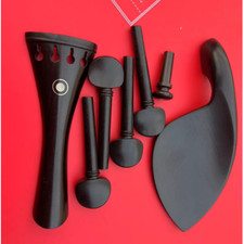 3Sets of Ebony Violin accessories 4/4 chinrest, tailpieces, Pegs.endpin