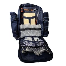 Outdoor Living Picnic Backpack 32 pcs Navy Blue Wine & Cheese Set Insulated