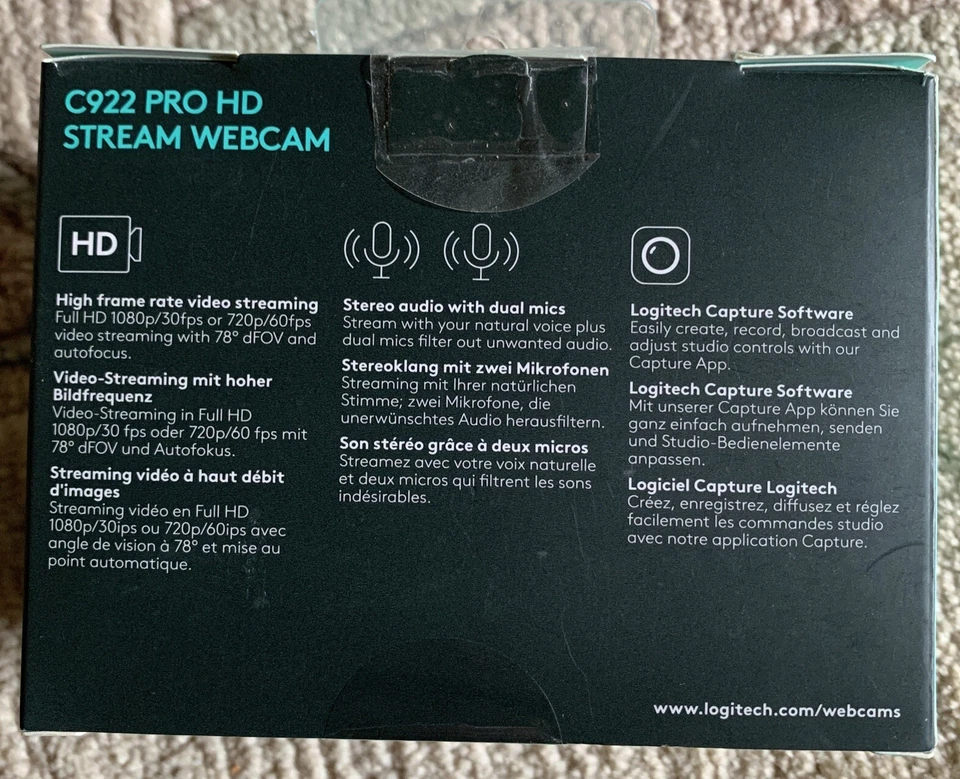 Logitech C922 Pro Stream Webcam 1920 x 1080 Pixel USB Schwarz - Bild 2 von 2