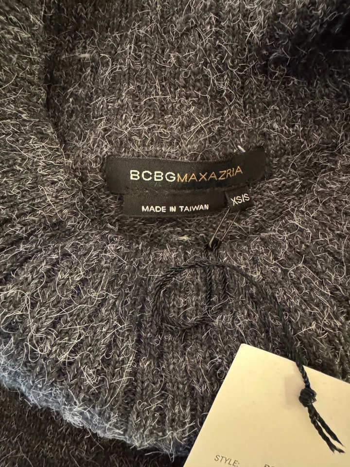 Novo com etiquetas Poncho Feminino BCBGMAXAZRIA Cinza Urze Kimono Gola Alta Tamanho XS/S $268 - Imagem 3 de 4