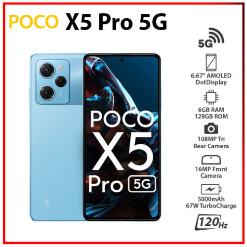 New & Unlocked Xiaomi POCO X5 Pro 5G BLUE 6GB+128GB Dual SIM Android Cell Phone - Afbeelding 1 van 5