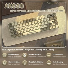 AJAZZ AK680 60% Wired Mechanical Gaming Keyboard,Hot-Swappable Rainbow Backlit 17