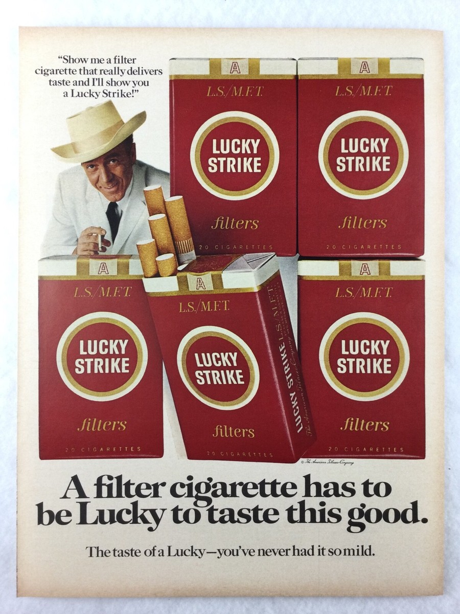 ls cigarettes Vintage 1967 LUCKY STRIKE Cigarettes Magazine Print Ad RED Boxes Taste this  Good