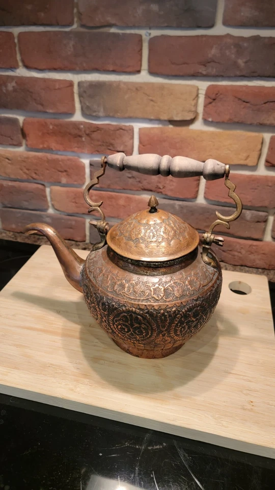 古董罕见大号纯色铜茶壶波斯中东伊斯兰阿拉伯  — 第 3/4 张图片