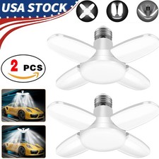 2 Pack E27 LED Garage Light Bulb Deformable Ceiling Fixture Workshop Lights US