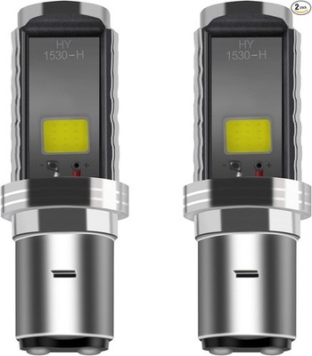 2-Pack 900 Lumens White BA20D COB 12W Led Bulb for Motorcycle BA20D lights High