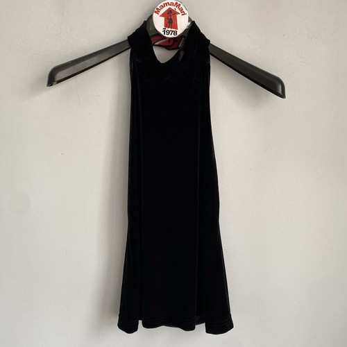 Tommy Hilfiger Black Velour Halter Tank Top Size M Sleeveless Open Back Stretchy - Picture 1 of 7