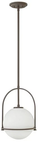 Hinkley Somerset 11 1/2" Buckeye Bronze Opal Glass Mini Pendant Light - Picture 2 of 10