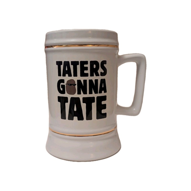 Taters Gonna Tate Potato Haters Funny Novelty Ceramic Beer Stein With Handle