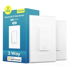 meross 3-Way Smart Switch 2 Pack, Neutral Wire Required, Compatible with Appl...