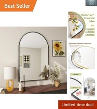 Black Framed 20x30 Arched Mirror  Stylish Wall-Mounted Vanity Essential