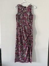 Michael Kors Cerise Sheath Dress Black, Pink, White Floral, Small - Excellent!