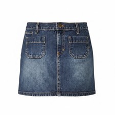 Vintage Abercrombie  Fitch Denim Mini Skirt Womens 6 Low Rise Patch Pockets