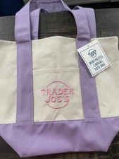 Trader Joe’s Canvas Mini Tote Bag New with Tags Limited (Pink OR Purple)