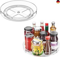 2 StüCk Drehteller Organizer,Transparenter 360° Drehbarer KüHlschrank Organizer