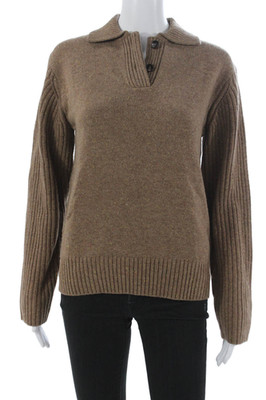 Aligne Women Pullover Sweater 100% Merino Wool Brown Long Sleeve Size XS