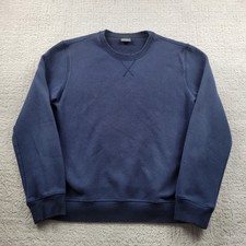 Eddie Bauer Sweatshirt Mens Large Blue Fleece Lined Crewneck Pullover