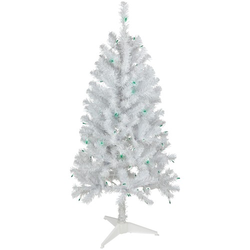 Northlight 4' x 24" Pre-Lit White Artificial Christmas Tree with Green Lights - Picture 2 of 7