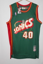green 1995-96 Seattle SuperSonics Shawn Kemp 40 stitched Mitchell Ness jerse