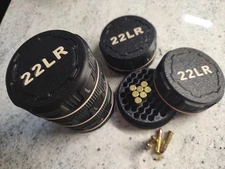 5-22 LR cartridge Mini Ammo Box, Stackable.  Holds 55 Rounds ea. Screw on Lid.