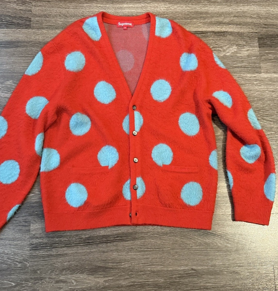 中古 Supreme Brushed Polka Dot Cardigan Supreme Brushed Polka Dot Cardigan SS 2020 Formal Streetwear Red