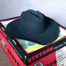 Stetson Mesquite Black 4X XXXX Beaver 4" Brim Western Cowboy Hat Size 7 With Box