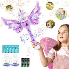 Light Purple Light Up Musical Kids Bubble Machine Wand Blower