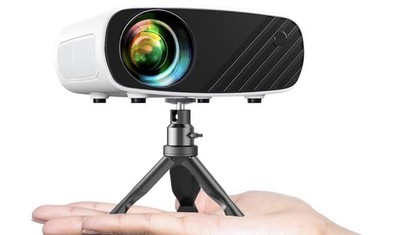 Portable Desktop Home Theater Projector, Black/White