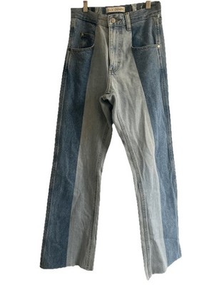 E.L.V. Denim Raw Hem Wide Leg Two Tone Sz 26 Jeans