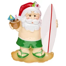 Santa On Vacation Personalized Christmas Tree Ornament